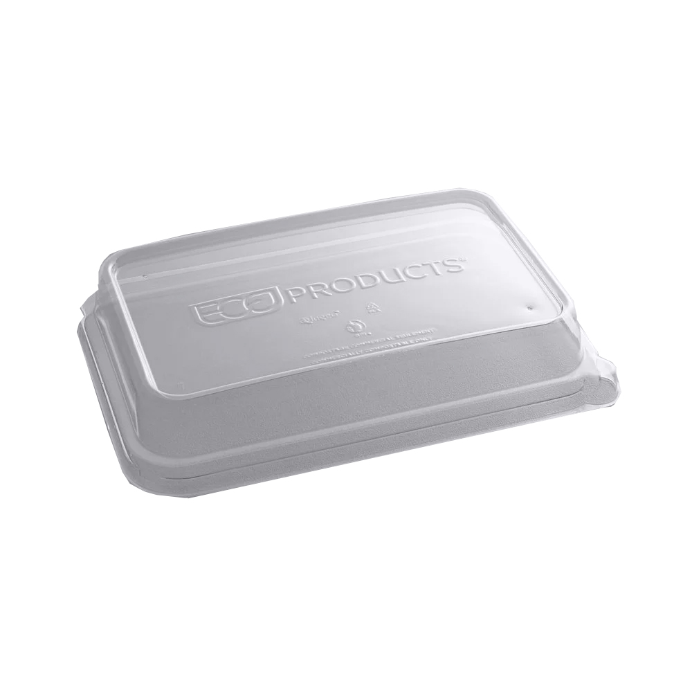 EP-SCRC24LIDP WorldView Clear 24-32 oz. Rectangular Compostable Dome Lid 4/50 cs - EP-SCRC24LIDP WRLDV TKOUT LID