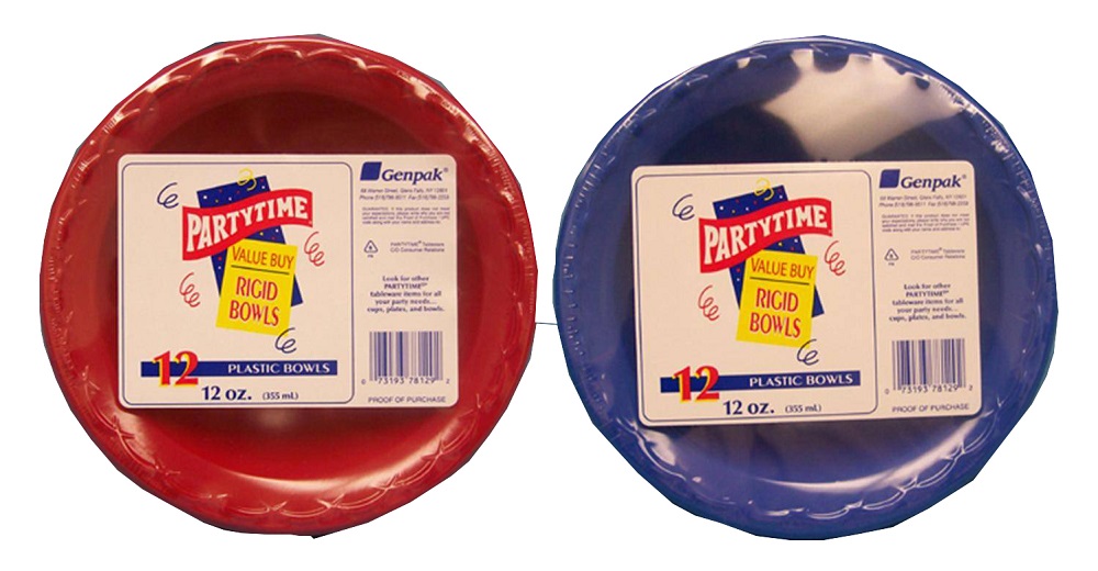 PT122412VB Party Time Red/Blue 12 oz. Plastic Bowl 24/12 cs - PT122412VB R/W/B 12z BWL24/12