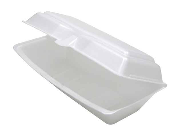 0TH1X267000Y White 13" Rectangular Foam Hinged Hoagie Container 250/cs - 0TH1X267000Y 13"FM HOAGIE CONT