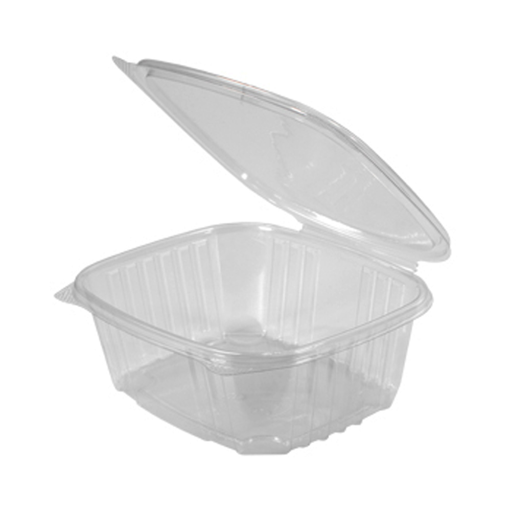 AD32 Clear 7.15" x 6.34" x 2.55" 32 oz. Rectangular Plastic Hinged Deli Container 2/100 cs