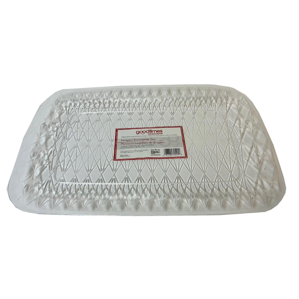 GT012 Clear 16.5"x10.5"x0.787" Rectangular Designer Serving Tray 12/cs
