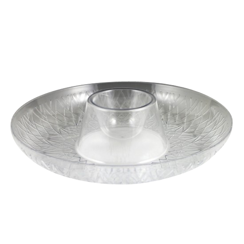 MPI31706 Crystalware Clear Plastic Sombrero Chip & Dip Tray 12/cs - MPI31706 SOMBRERO CHIP/DIPTRAY