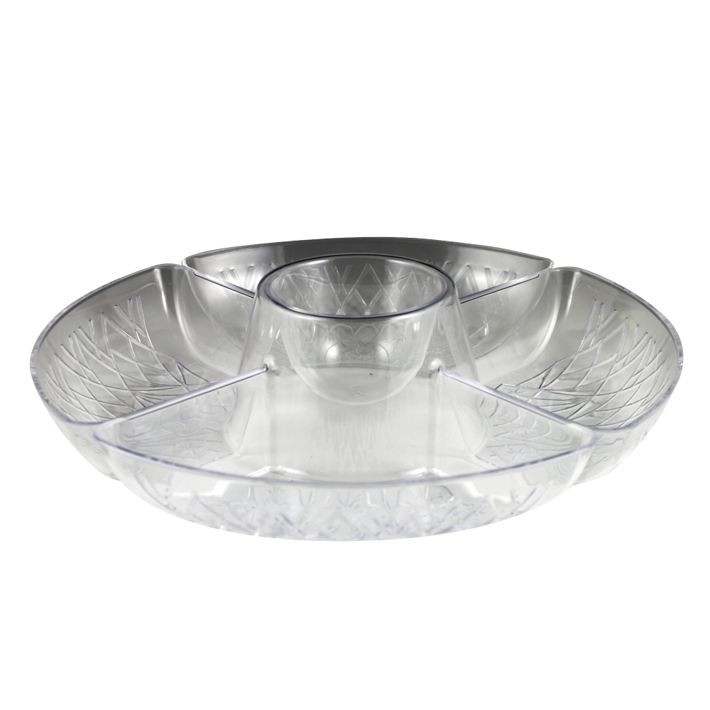 MPI03176 Crystalware Clear 16" 4 Compartment Plastic Lazy Susan Tray 12/cs - MPI03176 16" CWARE 4COMP LAZYS