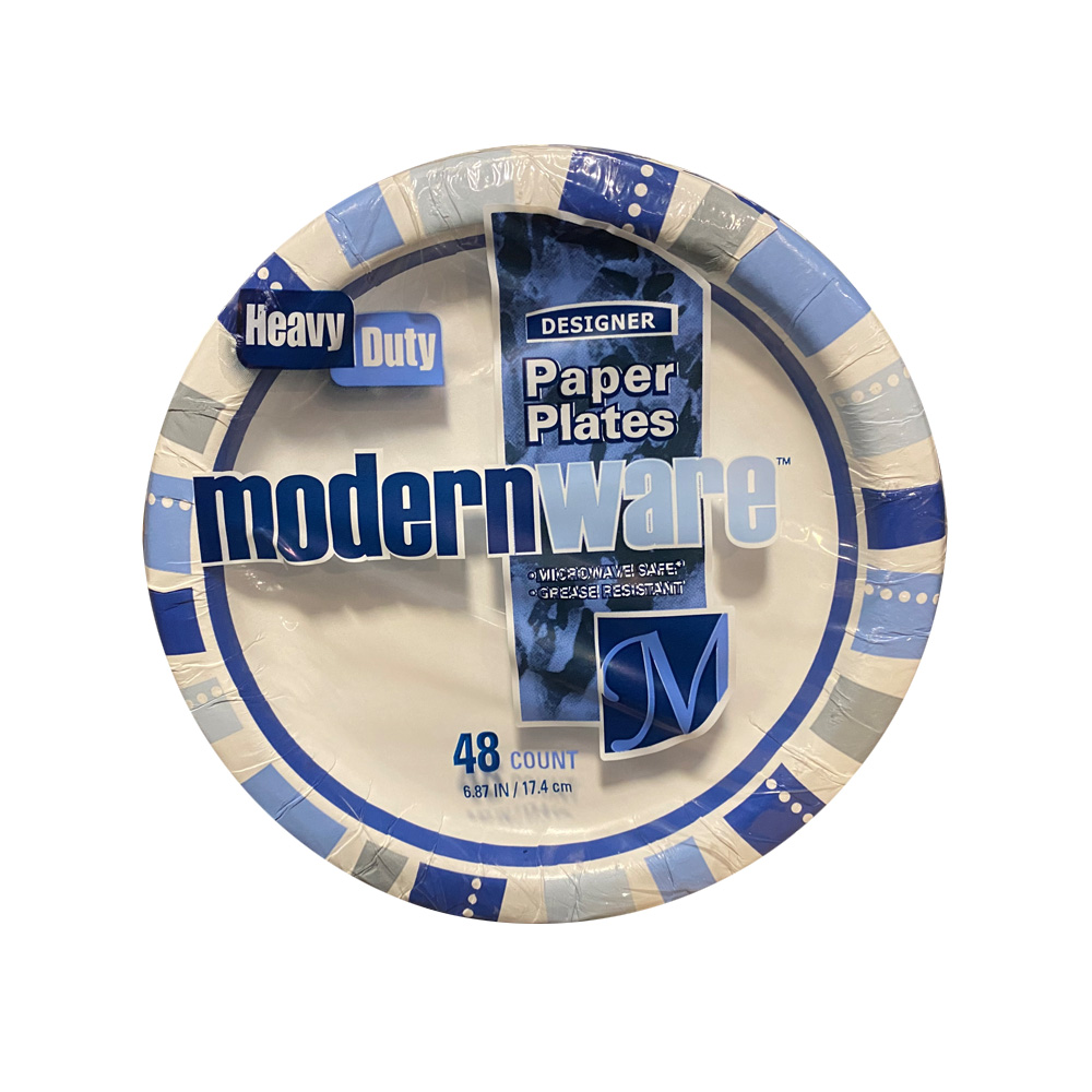9MW012045 Modernware Design 9" Coated Paper Plate  12/45 cs - 9MW012045 9" PRNTD CTD PAP PLT
