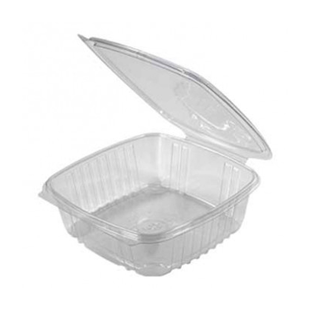 AD48 Clear 48 oz. Square Plastic Hinged Deli Container 2/100 cs - AD48 CLR 48z HINGED DELI CONT