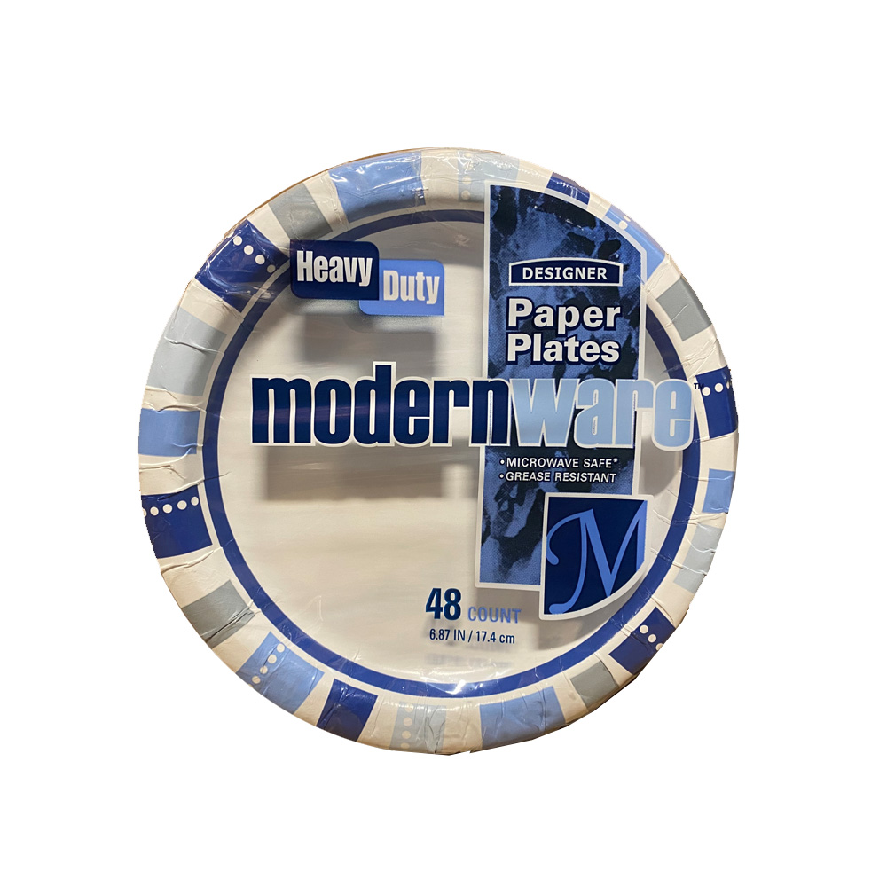 7MW012048 Modernware Design 7" Coated Paper Plate 12/48 cs - 7MW012048 7" PRTD CTD PAP PLT