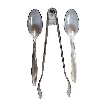 507-3 Clear 7" Plastic Serving Tongs with Teaspoon 100/cs