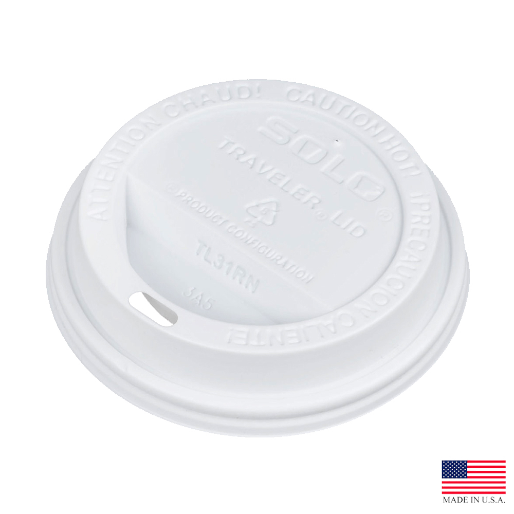 TL38R2 White 8 oz. Traveler Dome Lid w/Sip Hole 10/100 cs - TL38R2 WHT DOME LID/8z CUPS