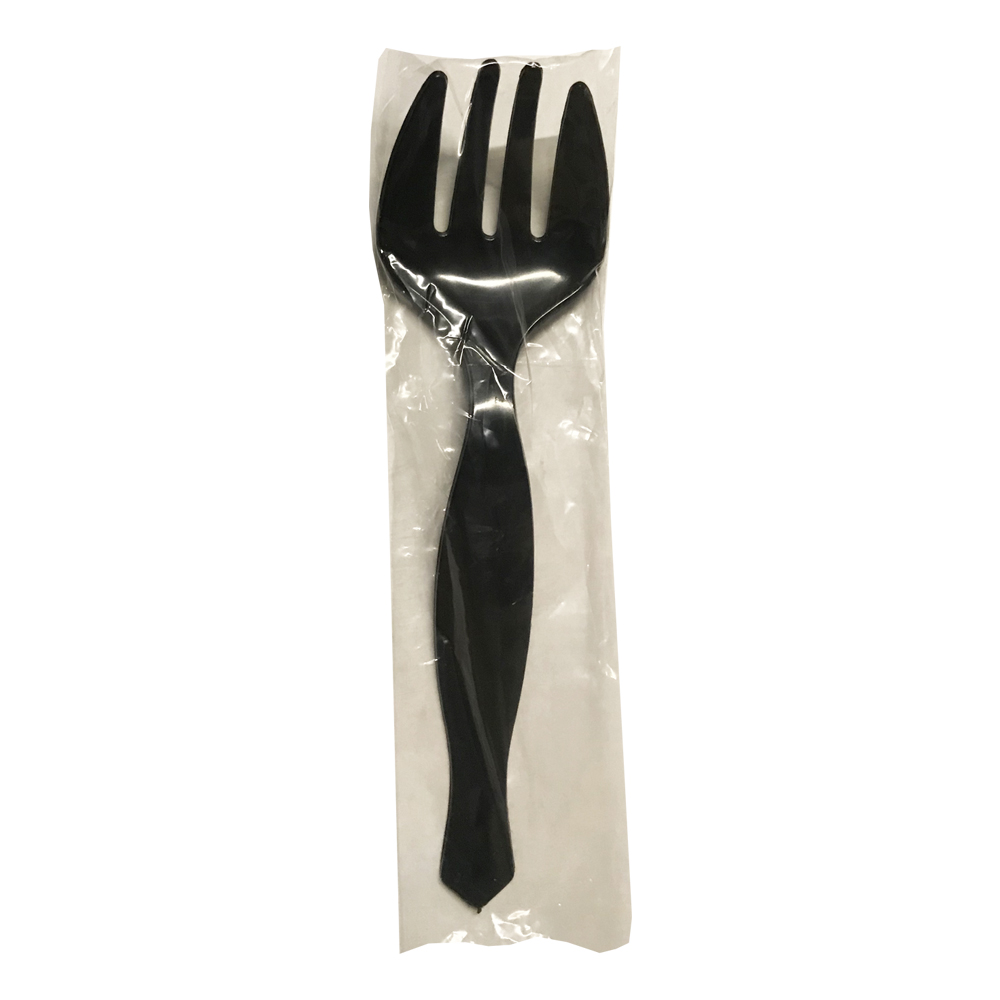 CSF3301 Black Wrapped Plastic Serving Fork 72/cs - CSF3301 BK SERVING FORK IN BAG