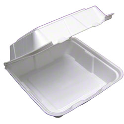 YTD18801 White 8"x8"x3" 1 Compartment Vented Foam Hinged Take-Out Container 150/cs - YTD18801 8X8 1C FOAM HNG CONT
