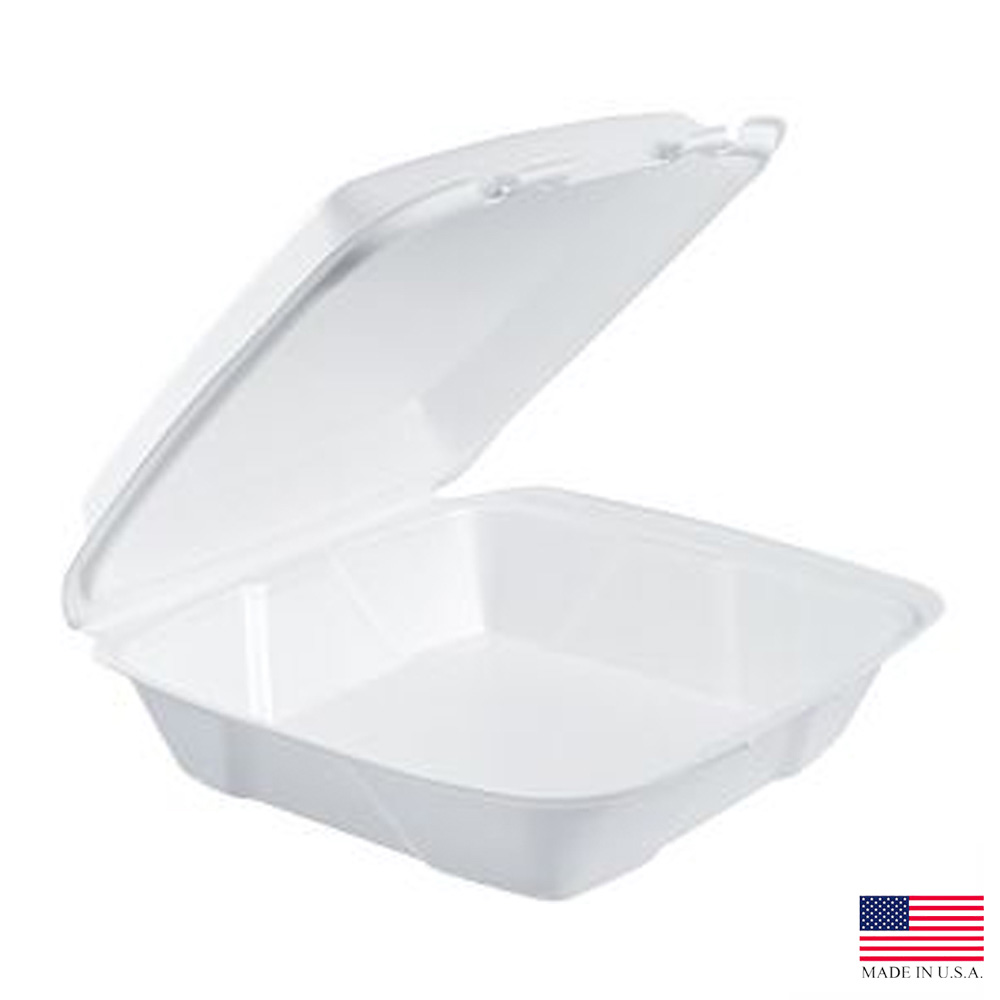 90HT1R White 9"x9"x3" Foam Hinged Container 200/cs