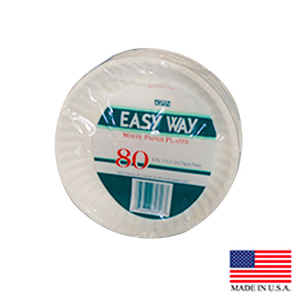 80806 Easy Way White 6" Uncoated Paper Plate 14/80 cs