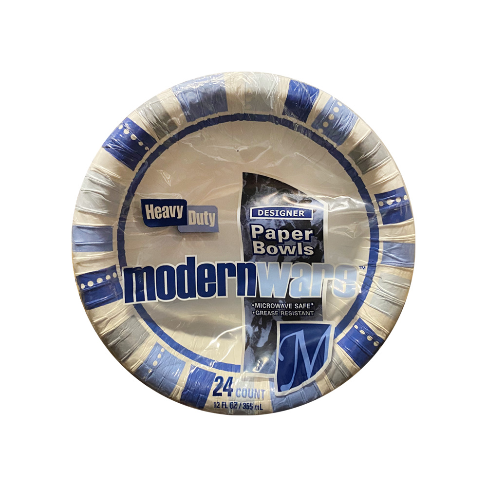 12MW012024 Modernware Design 12 oz. Coated Paper Bowl 12/24 cs - 12MW012024 12z PRNTDCTD PAPBWL