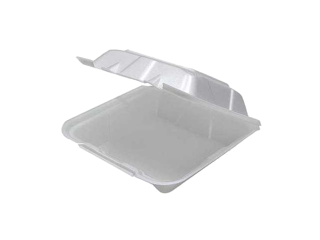 YTD19901 White 9"x9"x3" 1 Compartment Vented Foam Hinged Take-Out Container 150/cs - YTD19901 9X9 1C FOAM HING CONT
