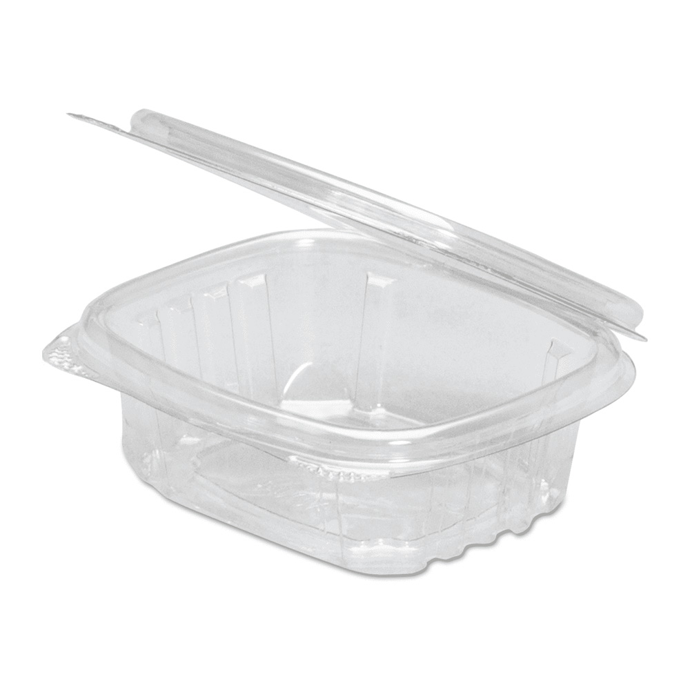 AD12 Clear 12 oz. Square Plastic Hinged Deli Container 2/100 cs - AD12 CLR 12z HINGED DELI CONT