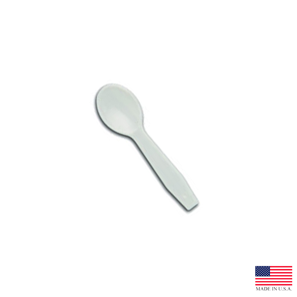 00080-0222 Tasting Spoon White Polystyrene 3000/cs - 00080-0222 3" WHT TASTER SPOON