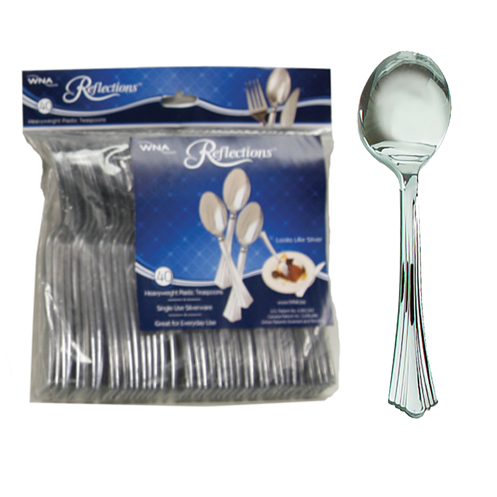 640155-40 Reflections Polybag Soup Spoon Silver   Heavy Weight Plastic 15/40 cs - 640155-40 SIL REFLECT SOUP SPN