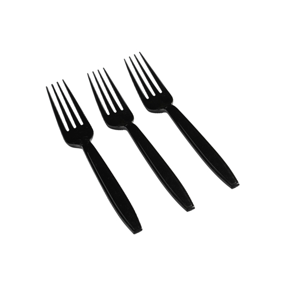 2523-BK Flairware Fork Black Heavy Styrene 1000/cs - 2523-BK BLK HVY STY BULK FORK