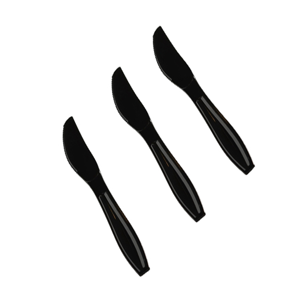 2524-BK Flairware Knife Black Heavy Styrene 1000/cs - 2524-BK BLK HVY STYR BULK KNF