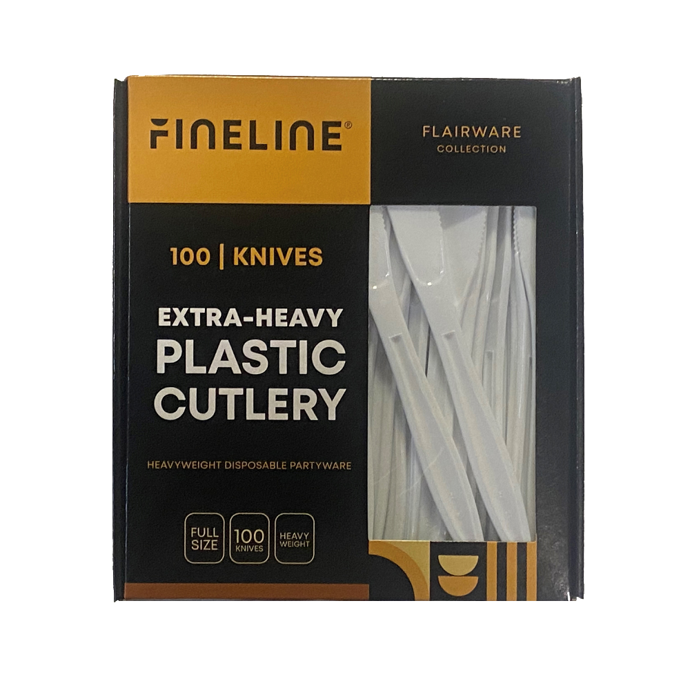 2504-WH Flairware Knife White Heavy Styrene 10/100 cs - 2504-WH WHT HVY STY KNF 10/100