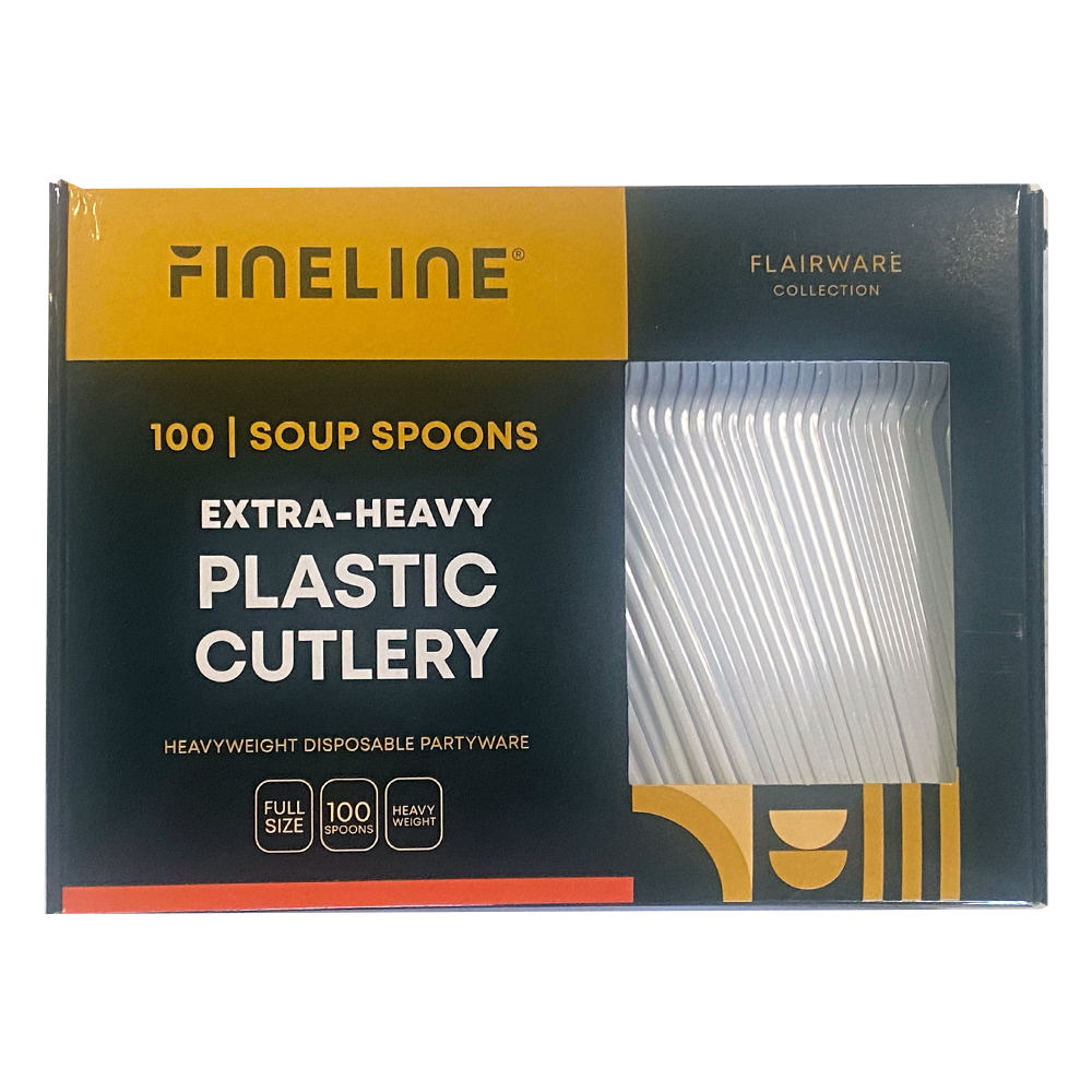 2505-WH Flairware Soup Spoon White Heavy Styrene 10/100 cs