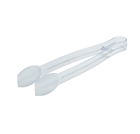 3309 CL Platter Pleasers Clear 9" Plastic Wrapped Serving Tong 48/cs - 3309-CL CLR 9" TONGS INDV WRAP