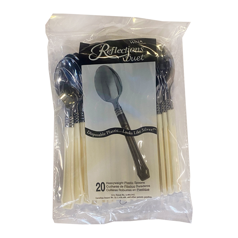 RFDTS480I Reflections Polybag Duet Teaspoon Silver/Ivory Heavy Weight Plastic 24/20 cs - RFDTS480I SLV/IV DUET SP 24/20