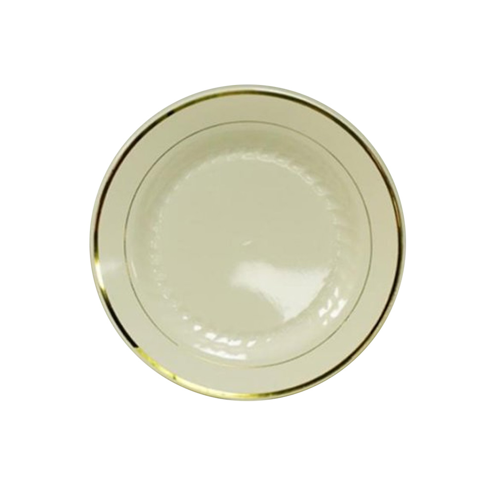 R40060GLD Regal Ivory 6" Plastic Plate w/Gold Trim 10/12 cs