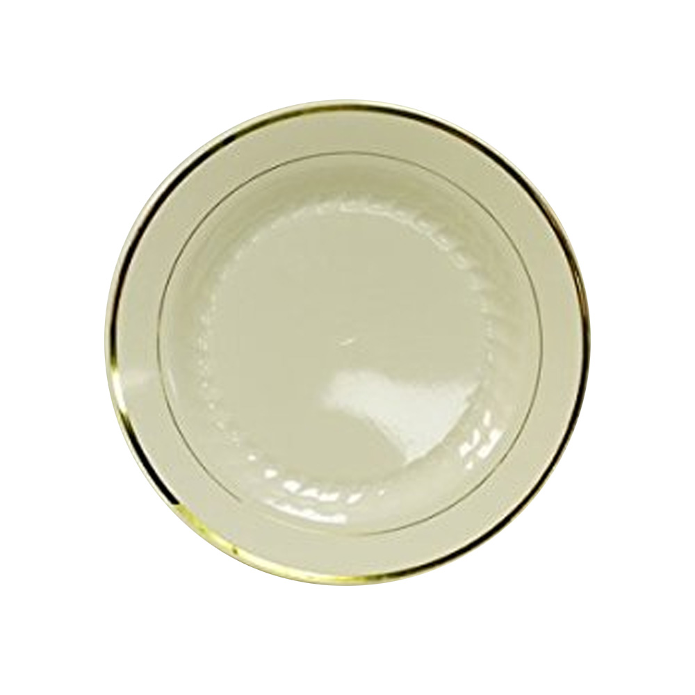 R40125GLD Regal Ivory 10.25" Plastic Plate w/Gold Trim 10/12 cs - R40125GLD 10.25"IVY REG GDTRPL