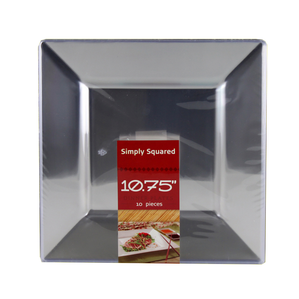 SQ10756 Simply Squared Clear 10.75" Plastic Plate 12/10 cs