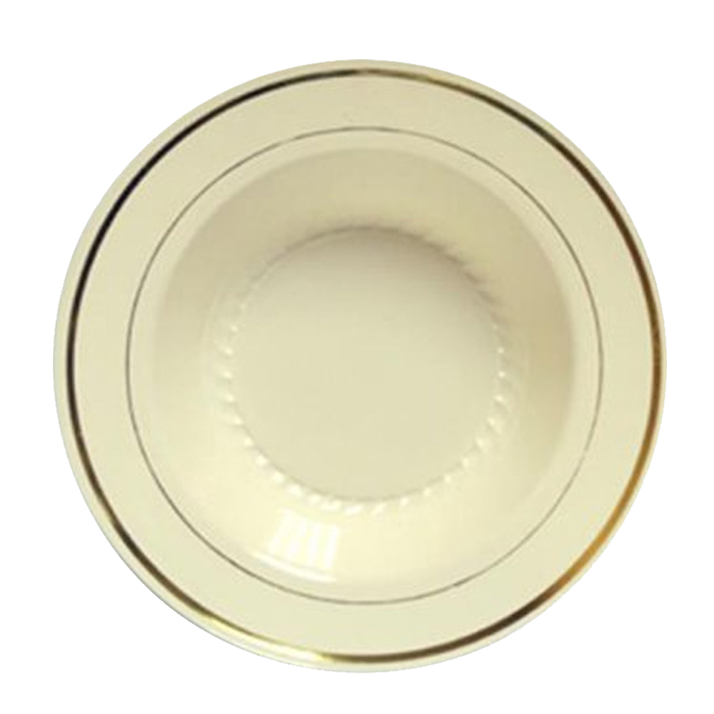 R40012GLD Regal Ivory 12 oz.  Plastic Bowl w/Gold Trim 10/12 cs