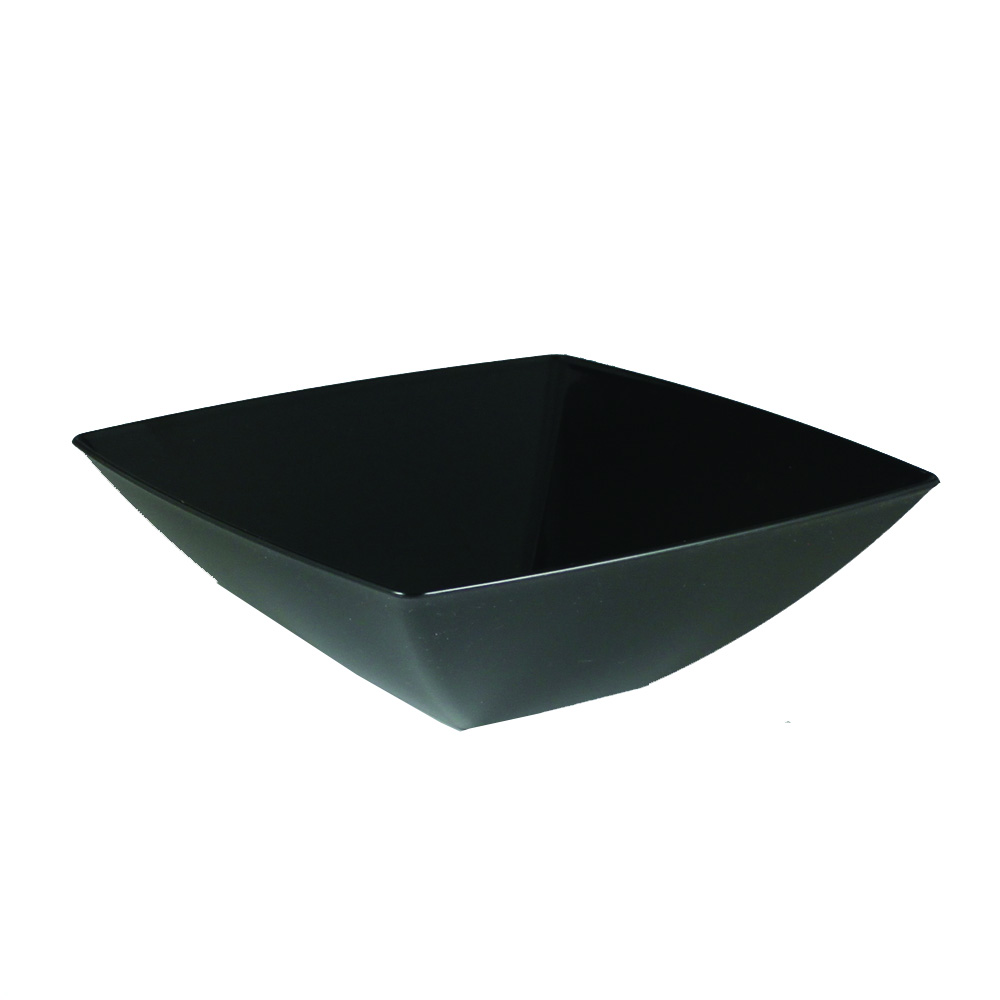 SQ80321 Simply Squared Black 32 oz. Square Plastic Presentation Bowl 12/cs