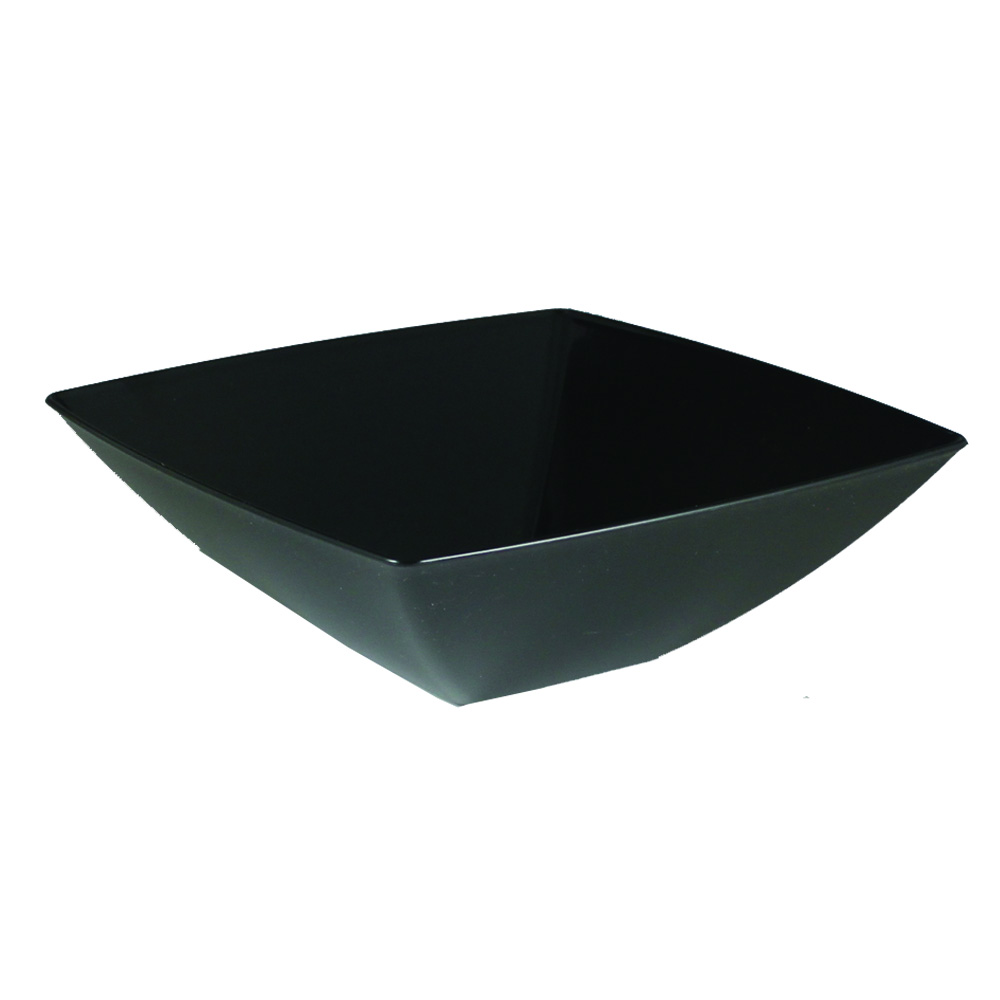 SQ80641 Simply Squared Black 64 oz. Square Plastic Presentation Bowl 12/cs