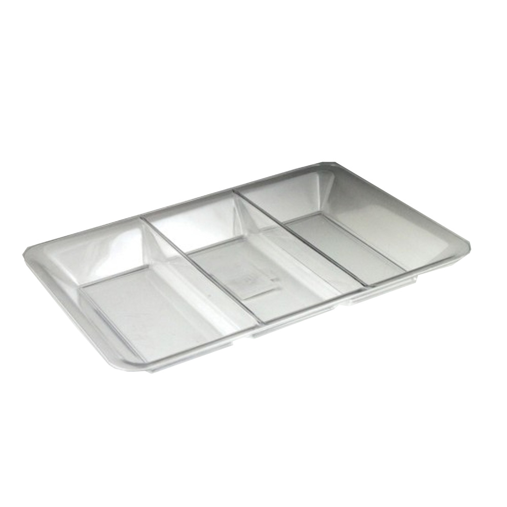 MPI95146 Sovereign Clear 9.5"x14" 3 Compartment Plastic Tray25/cs - MPI95146 9.5X14 CLR 3COMP TRAY