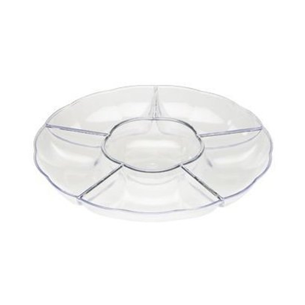 MPI10126C Sovereign Clear 12" Plastic Sectional Tray 12/cs - MPI10126C 12" CLR RD SEC TRAY