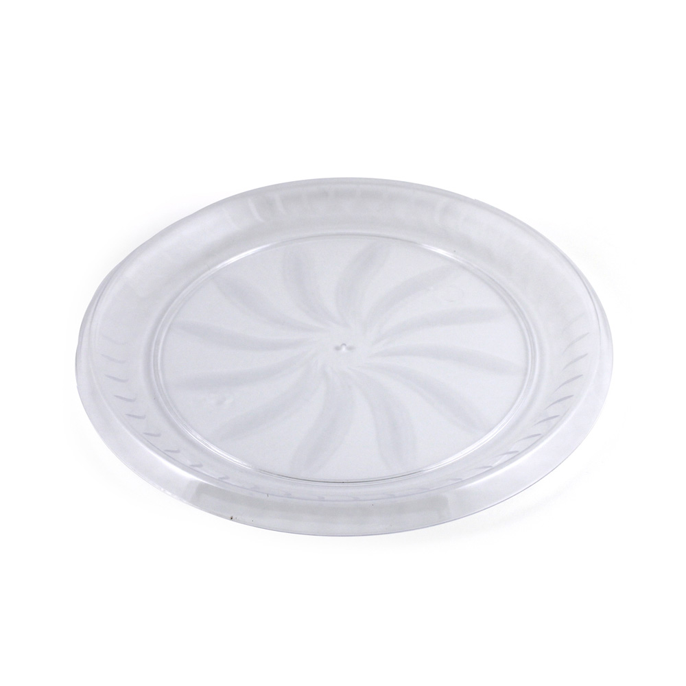 MPI72126 Swirls Clear  12" Plastic Tray 18/cs - MPI72126 12" CLR RD SWIRL TRAY