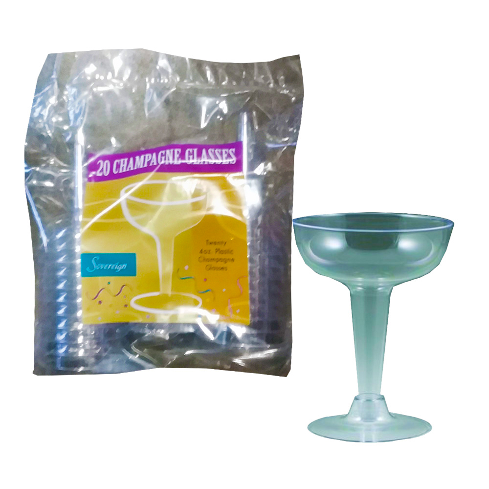 MPI20200 Sovereign Champagne Glass 4 oz. Clear Plastic 2pc 12/20 cs