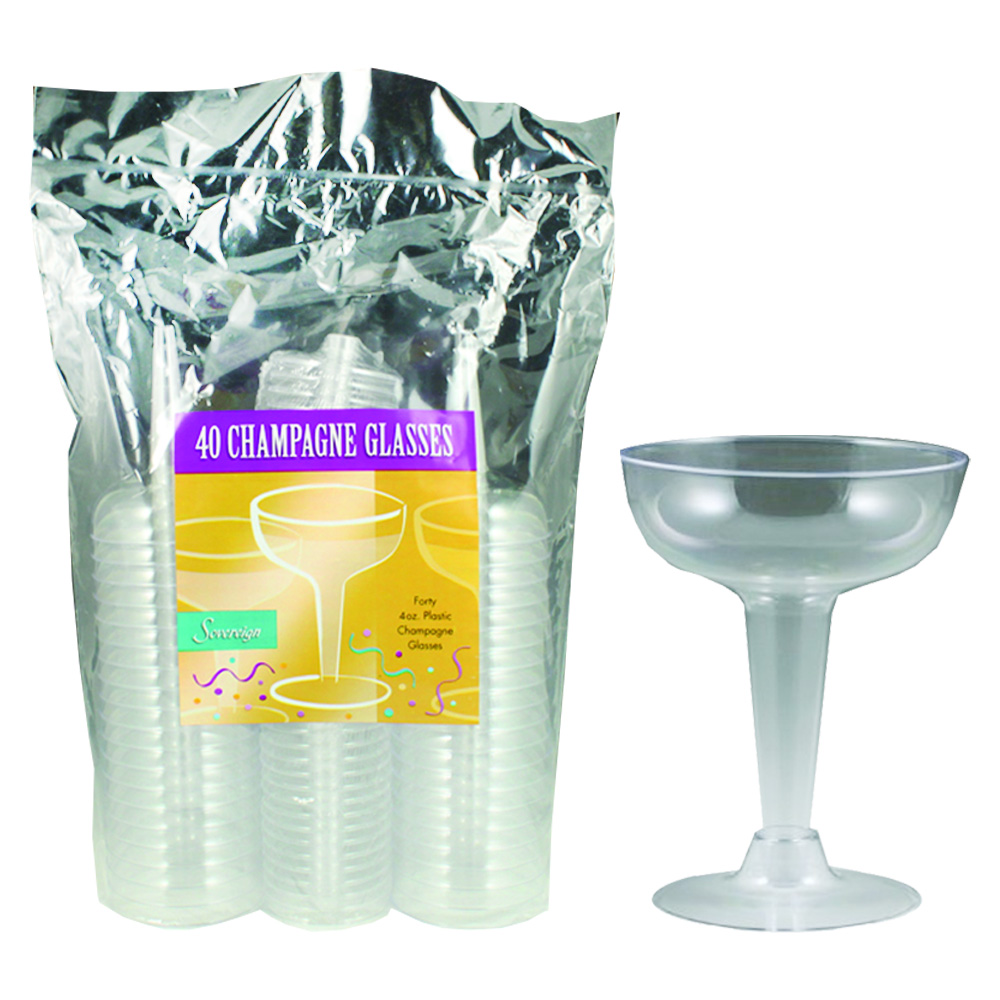 MPI20400 Sovereign Champagne Glass 4 oz. Clear Plastic 2pc 10/40 cs - MPI20400 4z CLR SOVR CHAMP 2P