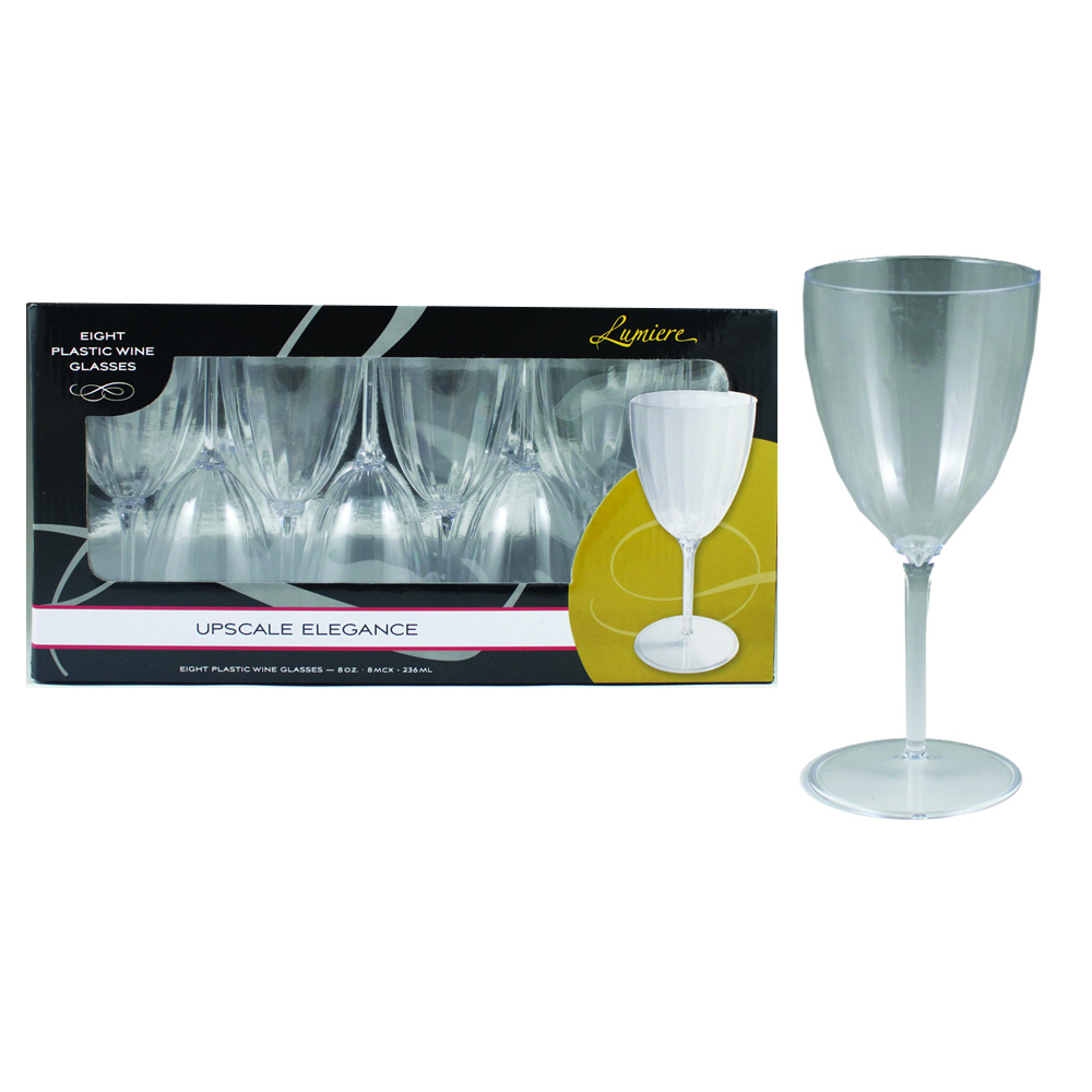LU00108 Lumiere Wine Glass 8 oz. Clear Plastic 1pc 10/8 cs - LU00108 8z LUM WINE GLASS 1PC