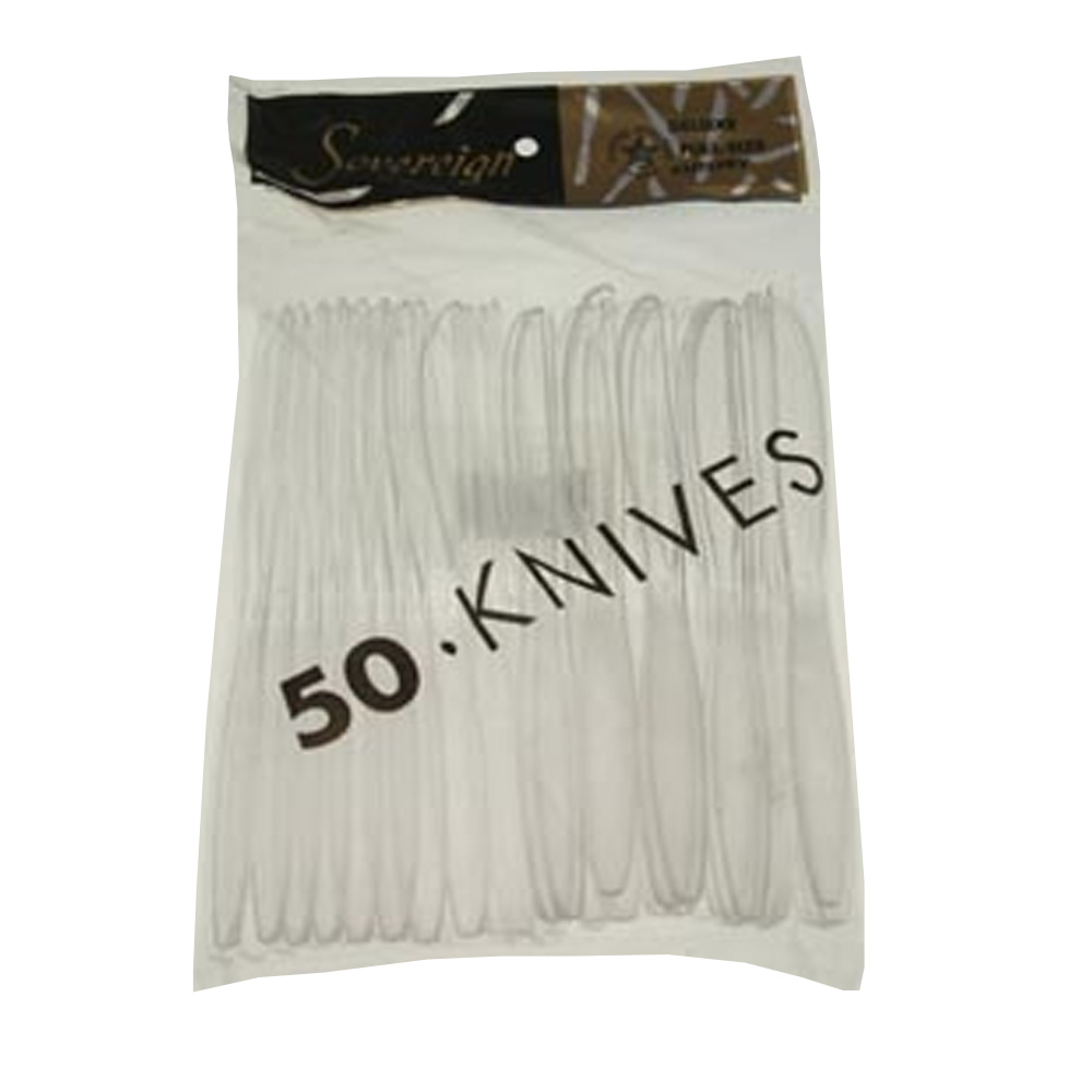 P2916CYS Sovereign Polybag Knife Clear Polystyrene 12/50 cs - P2916CYS CLR SOVR  KNIVES 50PK