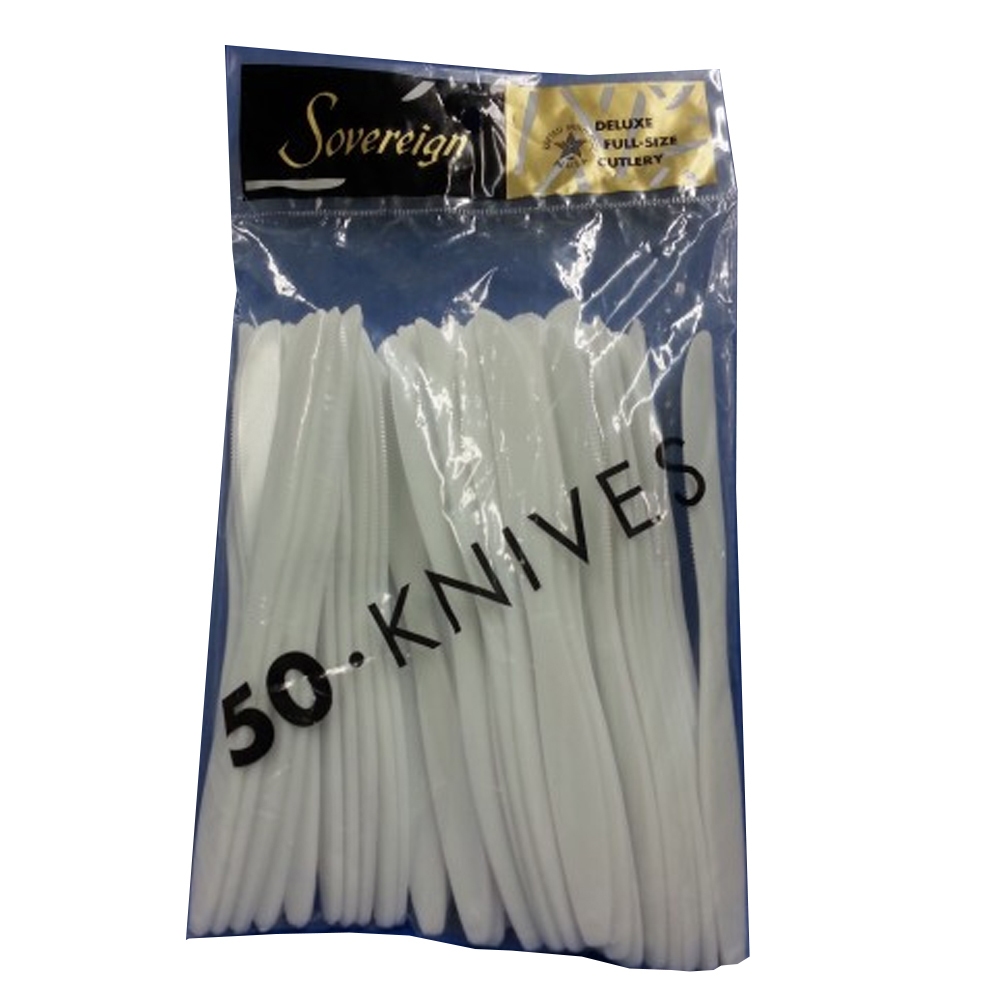 P2900WHT Sovereign Polybag Knife White Polystyrene 12/50 cs - P2900WHT WHT SOVR  KNVS 50ct