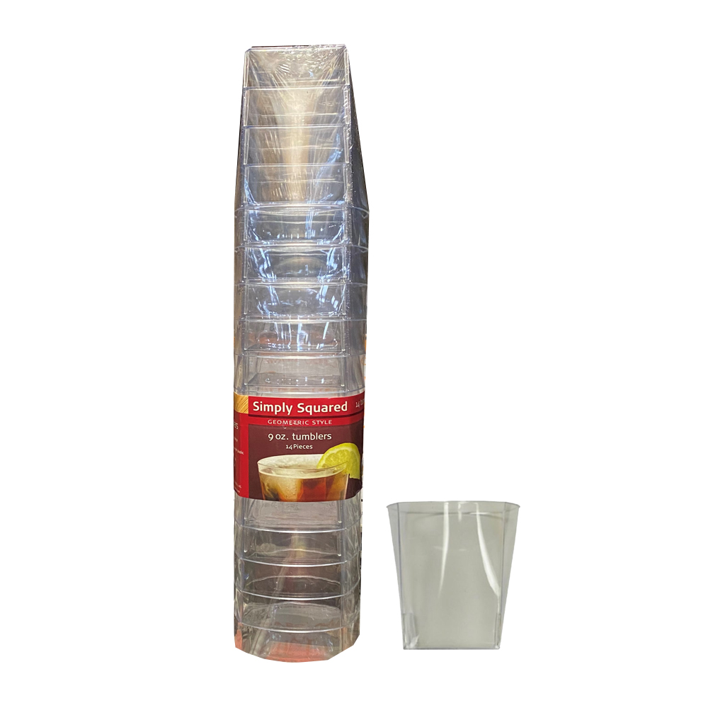 SQ80096 Simply Squared Clear 9 oz. Square Plastic Tumblers 12/14 cs