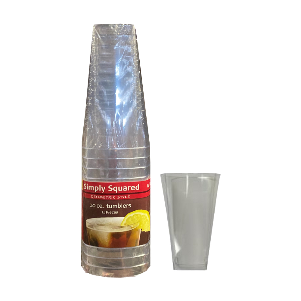 SQ80106 Simply Squared Clear 10 oz. Square Plastic Tumblers 12/14 cs - SQ80106 10z CLR SIMP SQR TMBLR