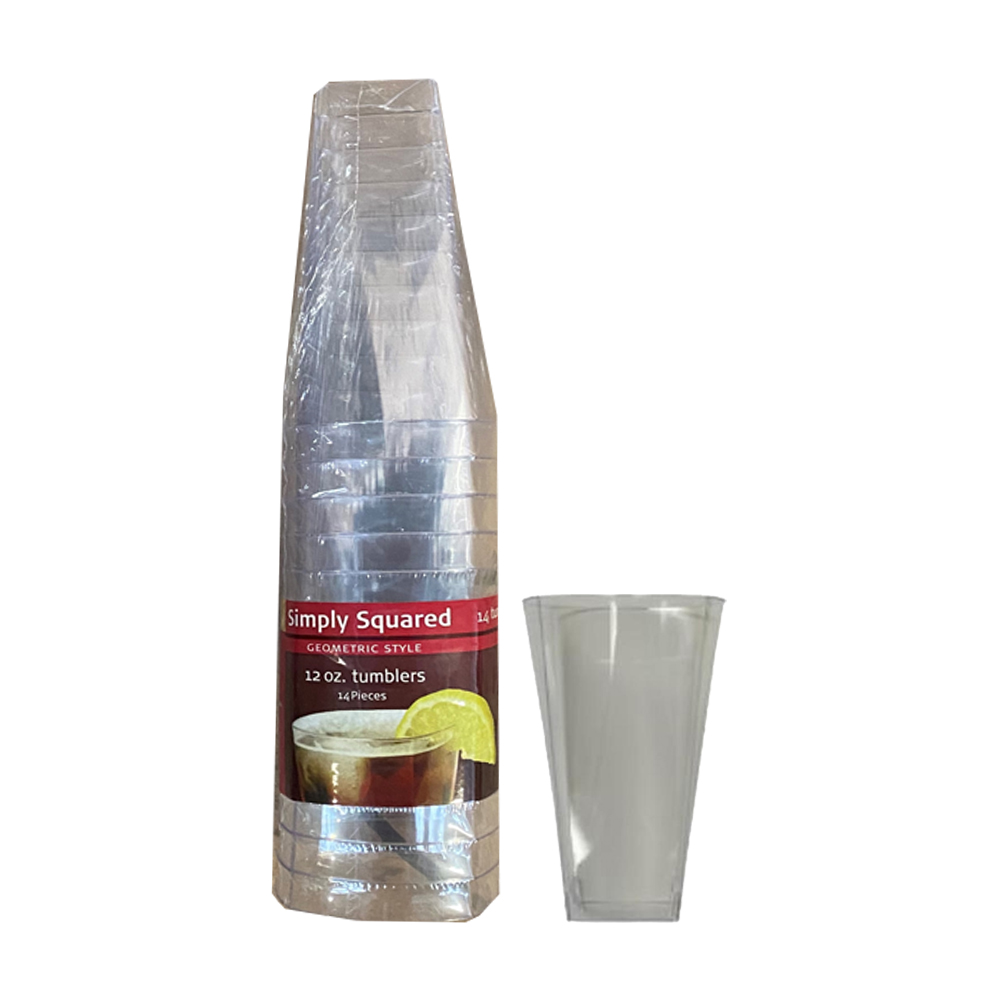 SQ80126 Simply Squared Clear 12 oz. Square Plastic Tumblers 12/14 cs