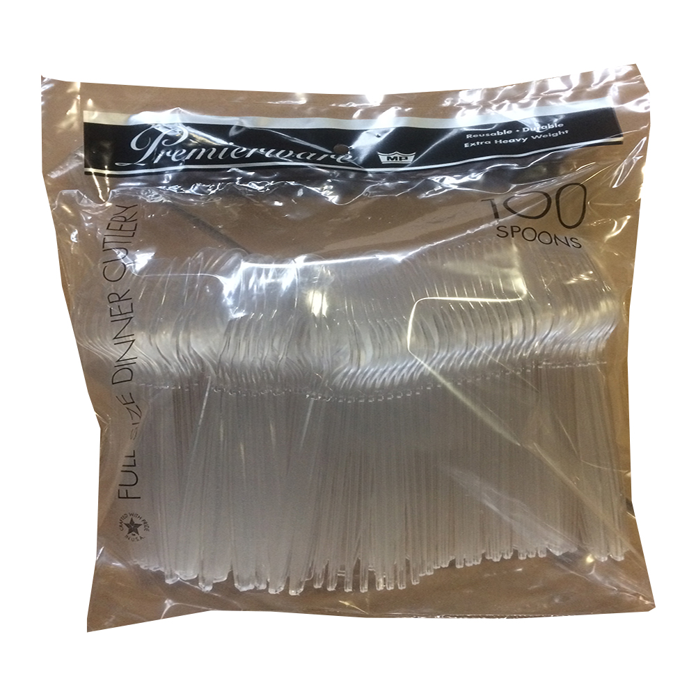 P51316CYS Premierware Polybag Spoon Clear Polystyrene  10/100 - P51316CYS CLR SPOONS POLYBAGGD