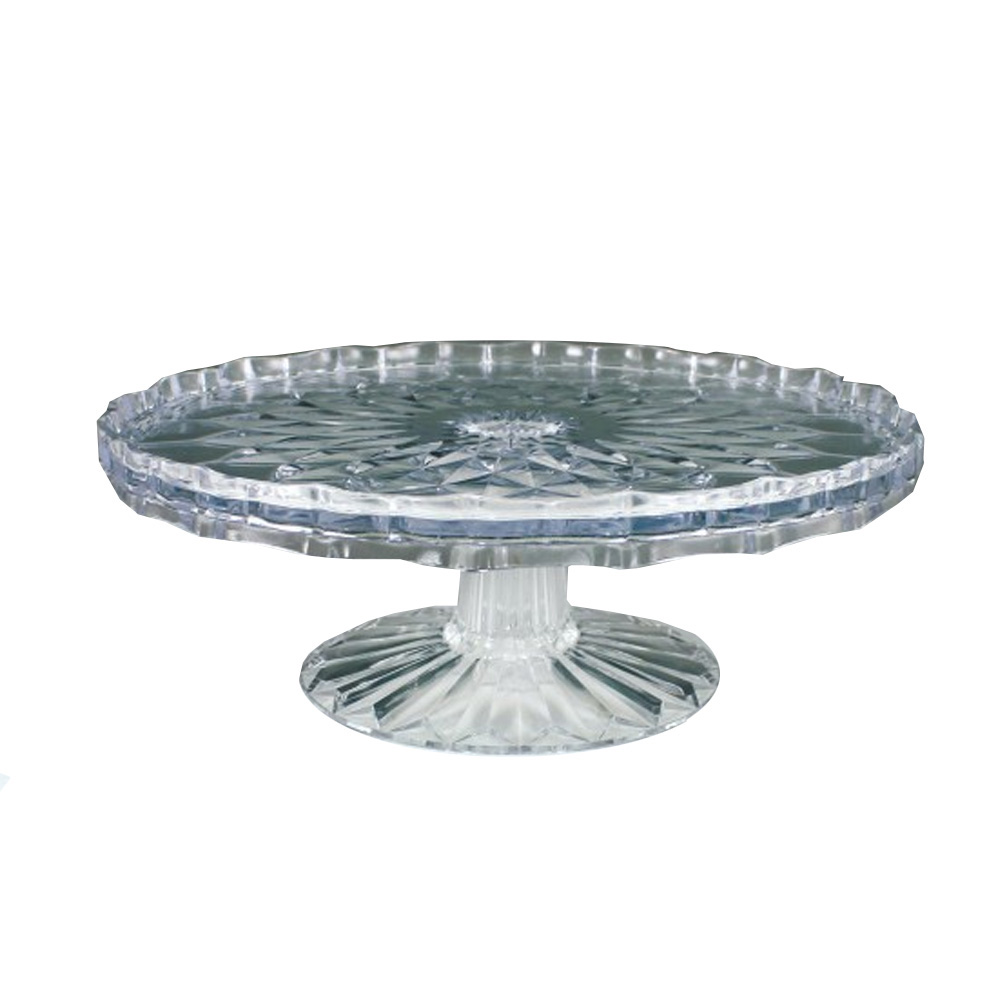 MPI1035 Crystalware Clear 10" Plastic Crystal Cut Cake Stand 12/cs - MPI1035 CRYSTAL CUT CAKE STAND