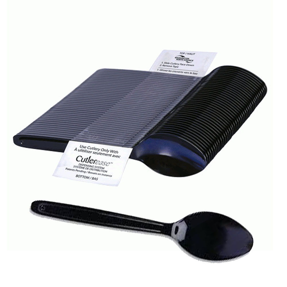 CEASESP960BL Cutlerease Spoon Black Polystyrene Refill for Cutlerease Dispenser System 24/40 cs - CEASESP960BL SPN CUTLREASE BK