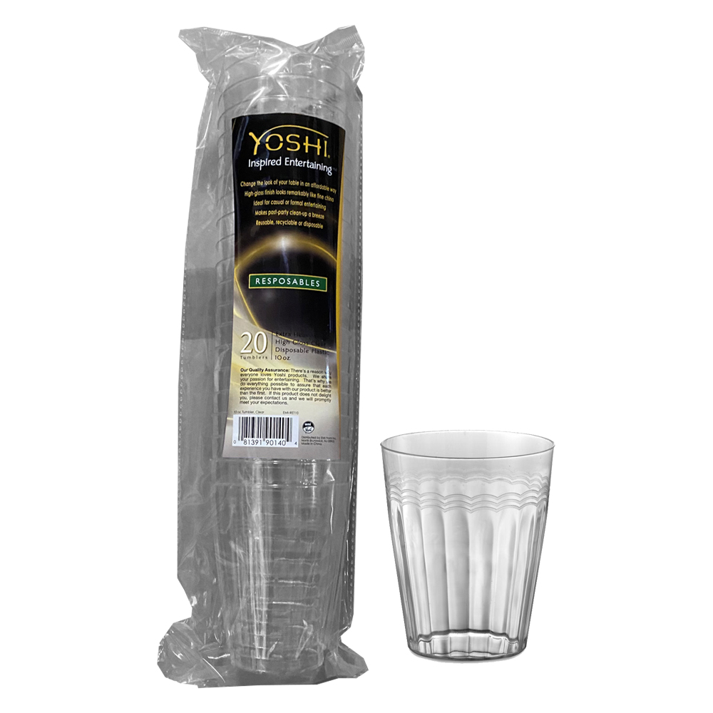 EMI-RET10 Resposables Clear 10 oz. Extra Heavy Plastic Tumbler 12/20 cs - EMI-RET10 10z XHEAVY TUMBLER