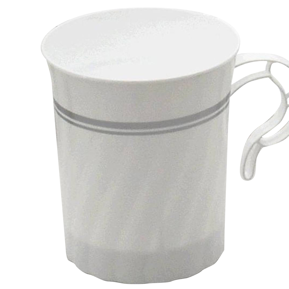 CWM8192WSLVR Classicware Coffee Mug 8 oz. White w/Silver Trim Plastic 24/8 cs