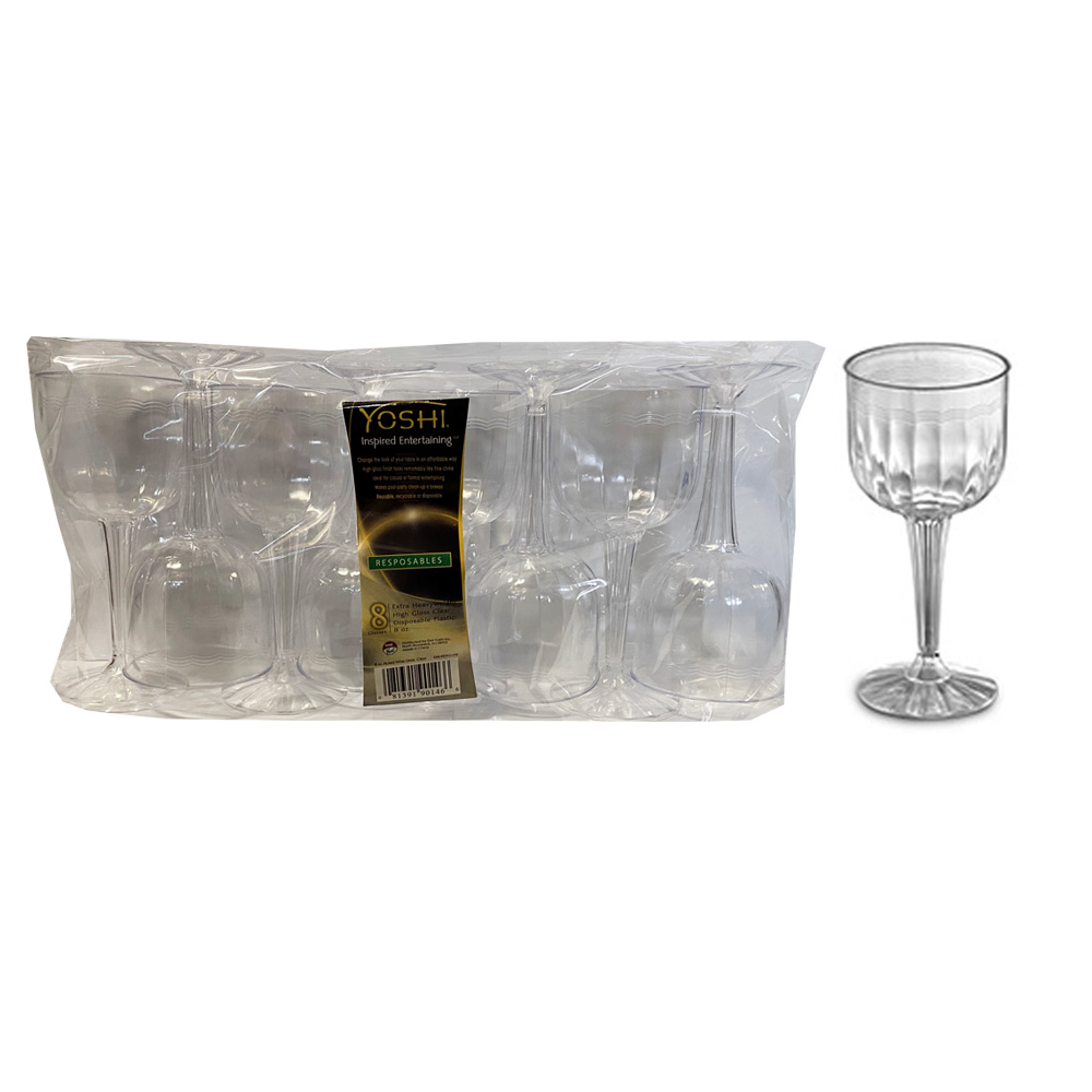EMI-REWG1P8 Resposables Wine Goblet 8 oz. Clear Plastic 12/8 cs - EMI-REWG1P8 8z WINE GOBLET
